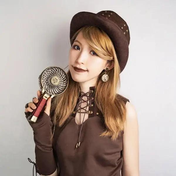 girl holding fan